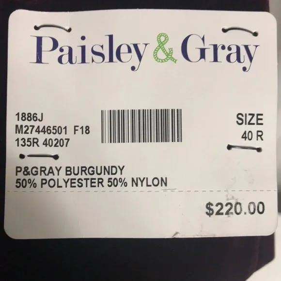 Paisley and Gray Burgundy Sport Jacket - Picture 2 of 4